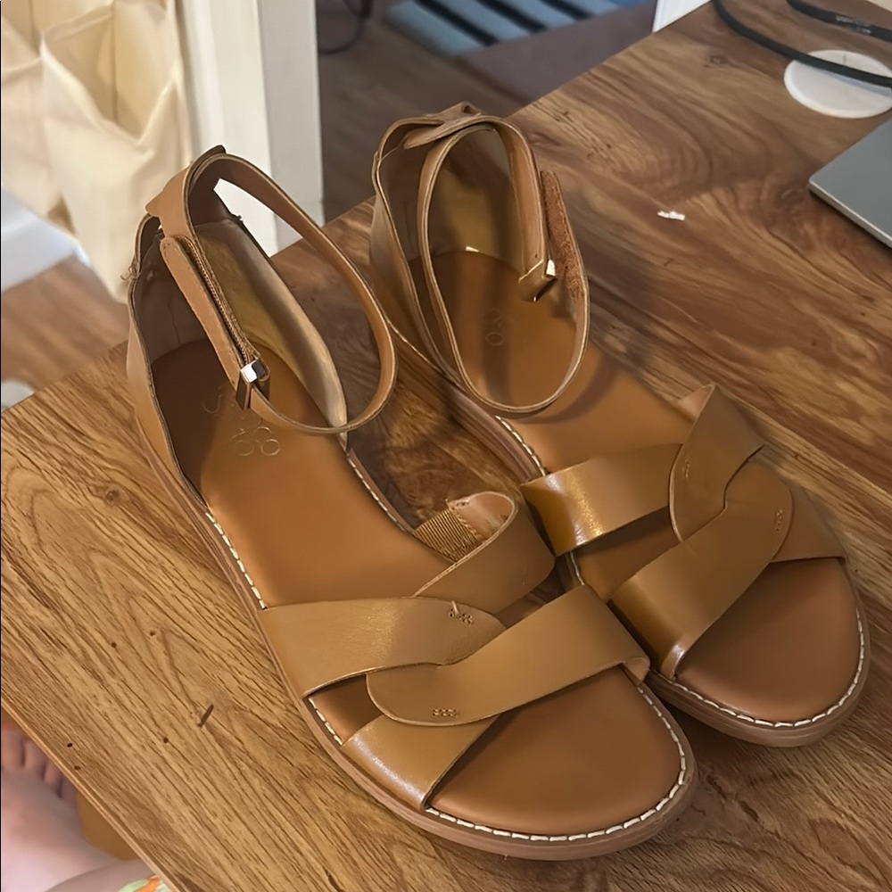 Franco Sarto Brown Strappy Leather Sandals
